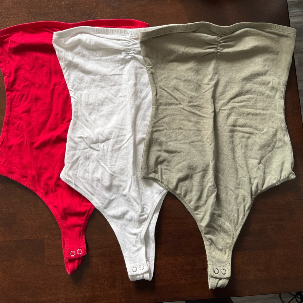 Forever 21 Bodysuit Bundle - Red, White, and Green